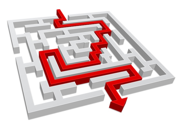 maze labyrinth with red arrow