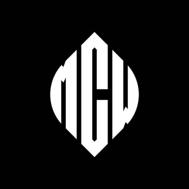 MCW circle letter logo design with circle and ellipse shape MCW ellipse letters with typographic style The three initials form a circle logo MCW Circle Emblem Abstract Monogram Letter Mark Vector
