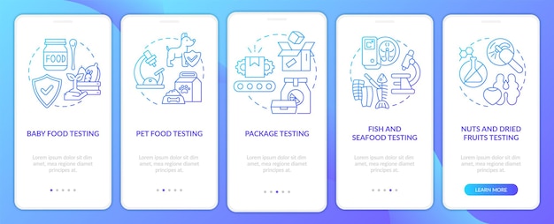 Measuring food quality blue gradient onboarding mobile app screen