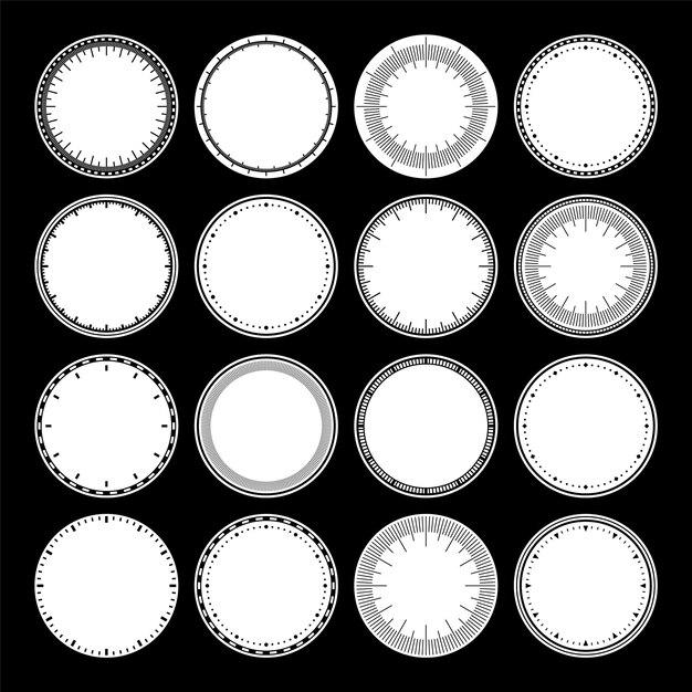 Mechanical clock faces bezel watch dial with minute and hour marks timer or stopwatch element blank