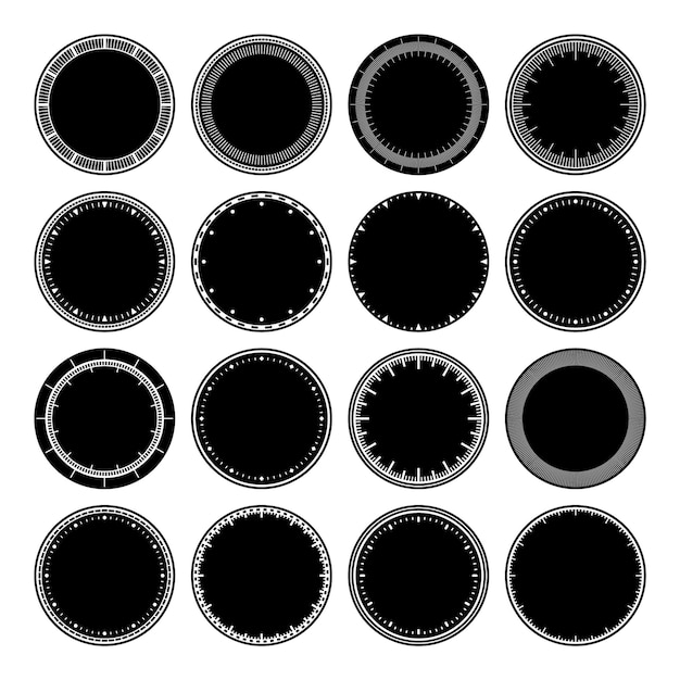 Mechanical clock faces bezel watch dial with minute and hour marks timer or stopwatch element blank