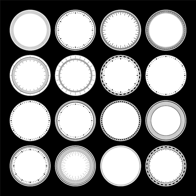 Mechanical clock faces bezel watch dial with minute and hour marks timer or stopwatch element blank