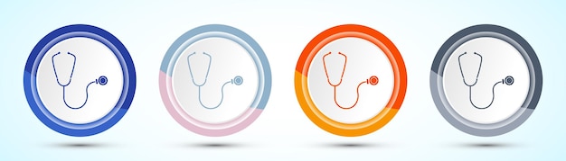 Medical And Healthcare Icon Four Color Button Set Design