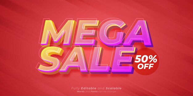 mega sale special offer banner with typography editable text effect