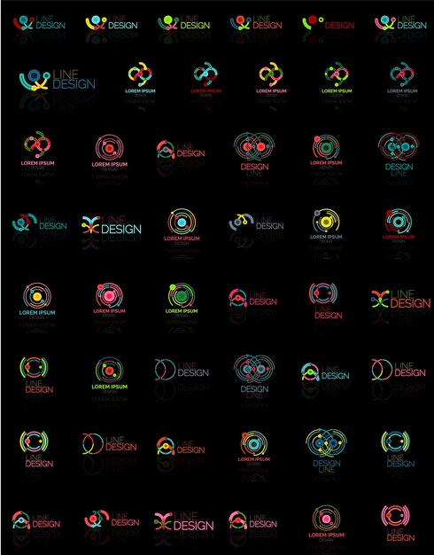 mega set of multicolored swirl and circle logos loop cycle infinity concepts