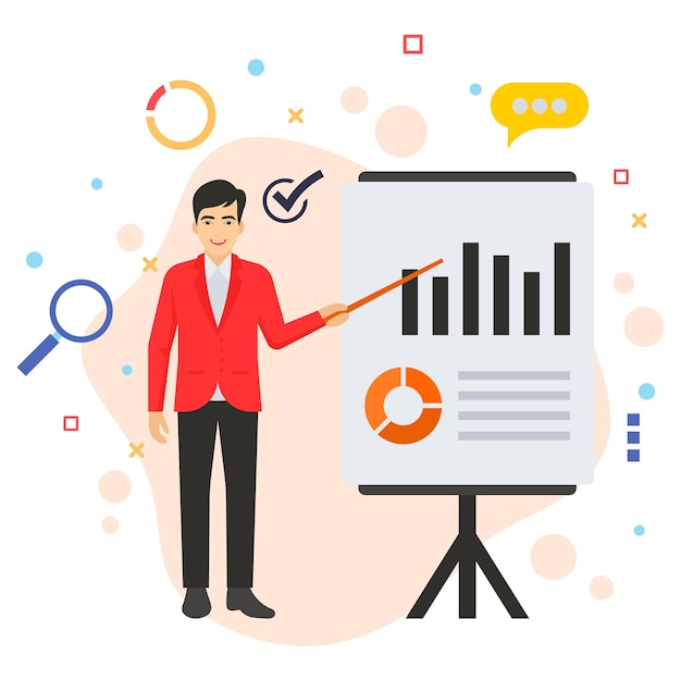 Mentor giving Presentation Vector color Icon design, Employee business character stock illustration