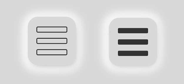 Menu icon Three horizontal lines app button symbol Options vector