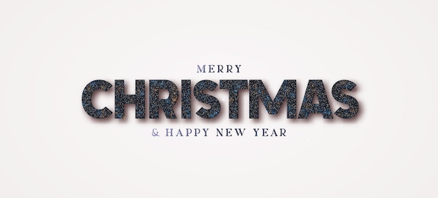 merry christmas beautiful sparkling design glitter black and dark blue. holiday banner, poster or greeting card. vector illustration