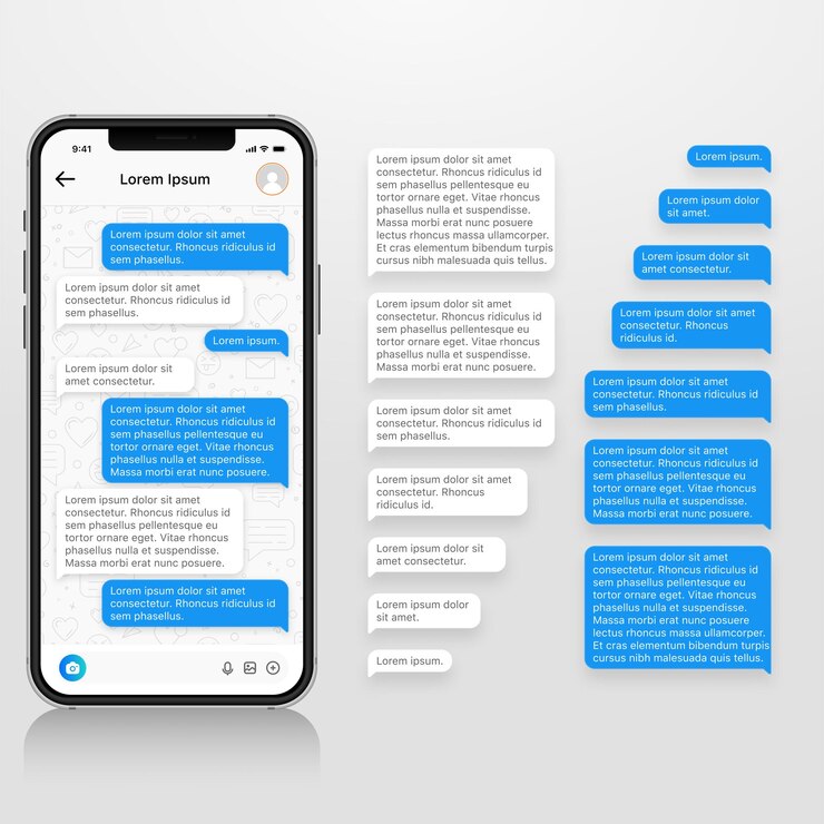 Messaging App Screen with Chat Bubbles Mobile Text UI