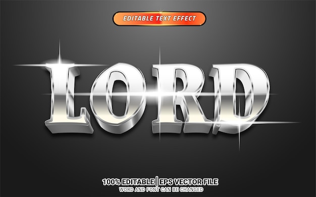 metalic shiny 3d editable text effect template design lord  type