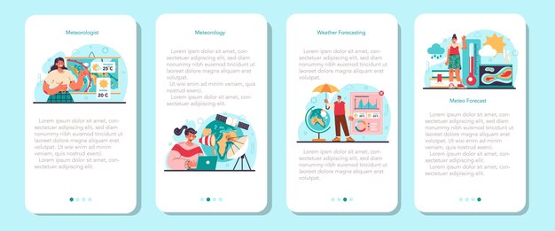 Meteorologist mobile application banner set weather forecaster