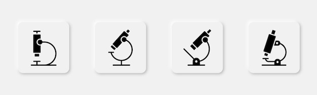 Microscope icon in glyph Lab microscope icons set Laboratory tool in glyph Black microscope