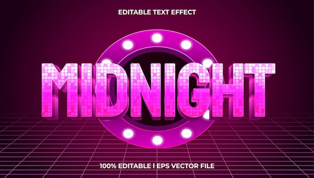 midnight gradient text style effect template 3D glow light editable text effect