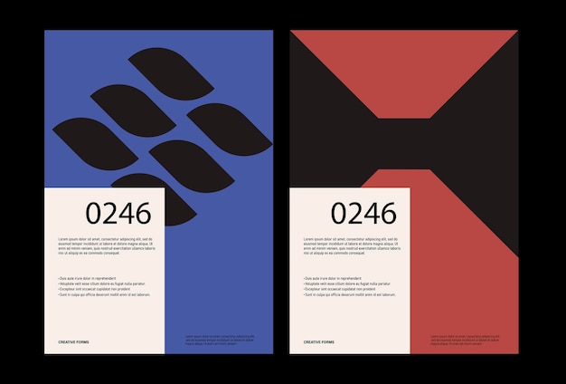 Minimal abstract posters. Bauhaus poster layout with clean typography and minimal vector pattern.