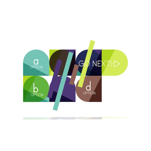 minimal flat clean abstract option step infographic design element geometric shapes round squares circles and lines layout with sample text