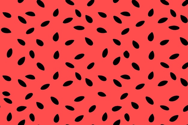 Minimal watermelon seeds pattern on red background vector