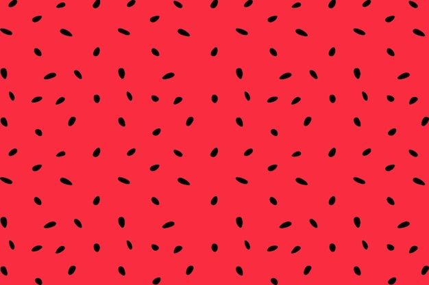 Minimal watermelon seeds pattern on red background vector
