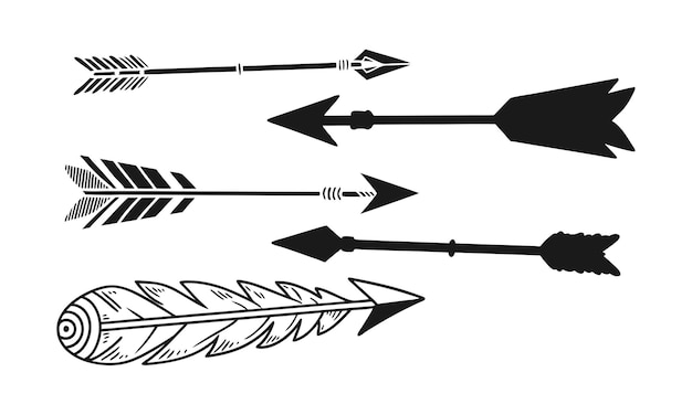 Minimalist Hand Drawn Arrow Set with Black and White Doodle Design