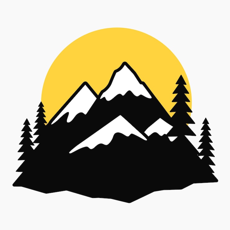 Vektor minimalist mountain vector logo on a solid color background featuring a flat design
