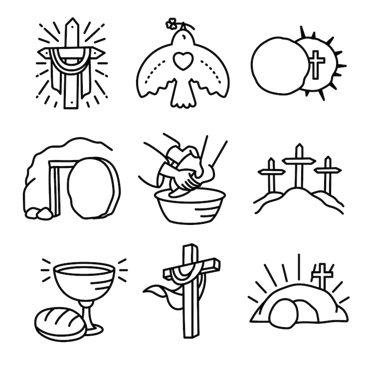 Vektor minimalist set of easter icons on white background
