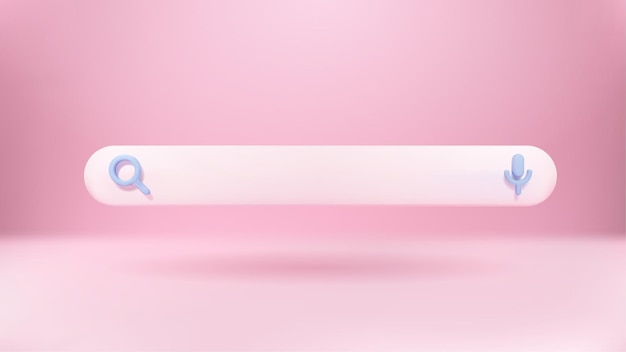 minimalistic 3d search bar with pink background
