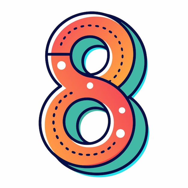 minimalistic dotted outline number 8 vector on white background