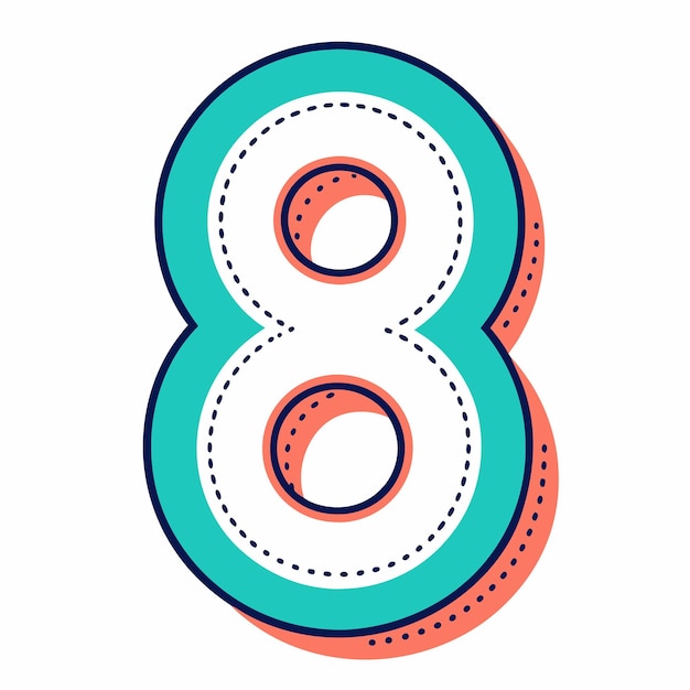 minimalistic dotted outline number 8 vector on white background