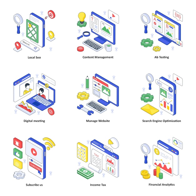 Miscellaneous isometric illustration set 05