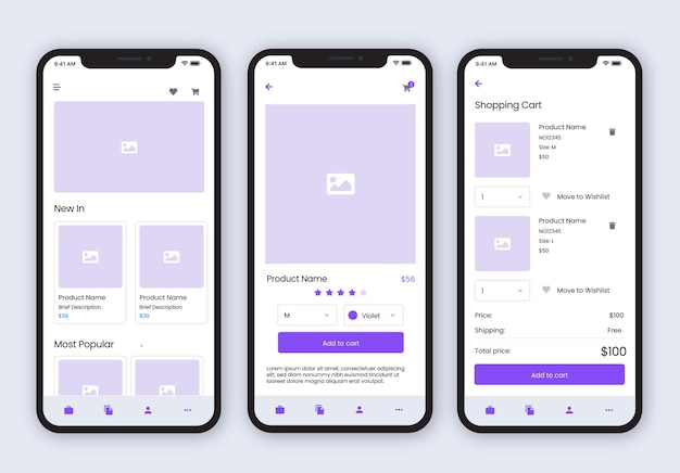 mobile application design template vector. wireframes ux ui design for shopping, retail and business