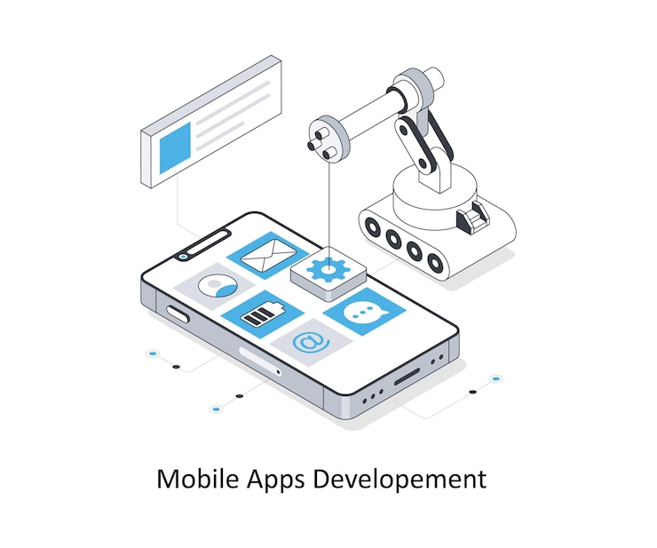 Vektor mobile apps development isometric stock illustration eps file stock illustration