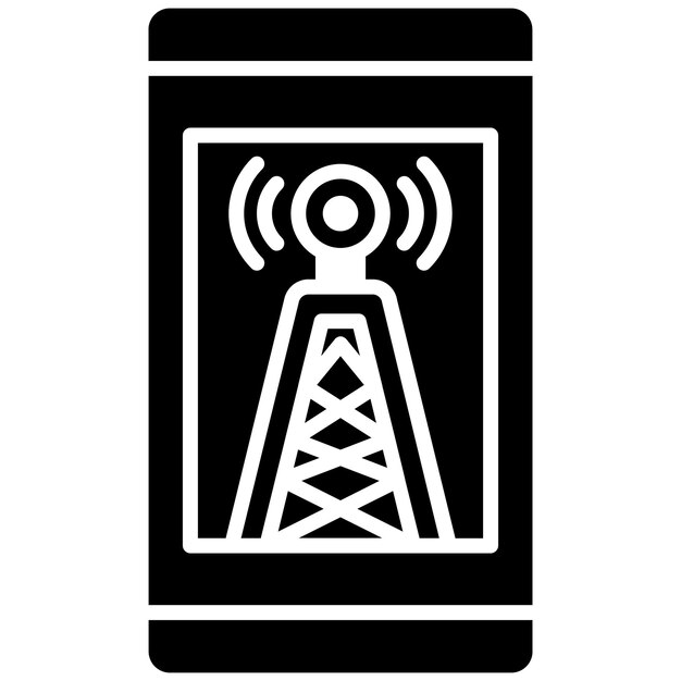 Mobile Network Glyph Solid Black Illustration