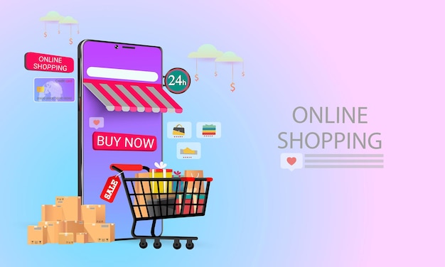 Mobile phone illustration of front of shop store design
