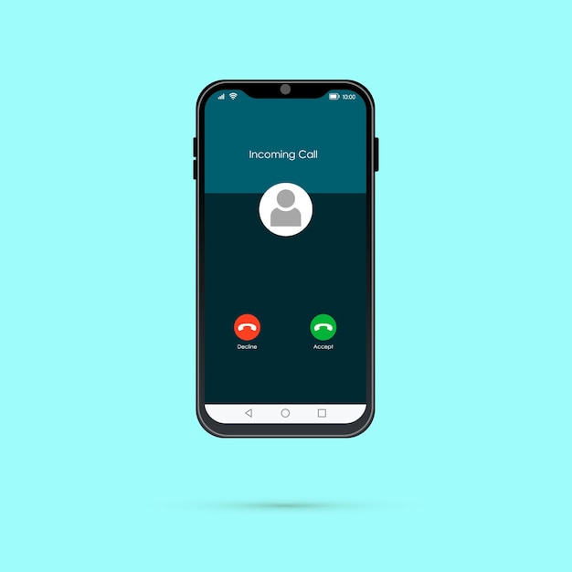 Mobile phone realistic mockup with incoming call smartphone display