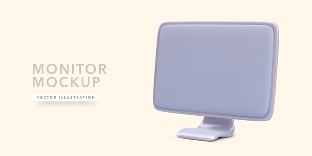 mock up 3d realistic desktop computer isolated on light background vector illustration