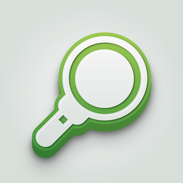 Modern 3D Green and White Magnifying Glass Icon with Editable Background