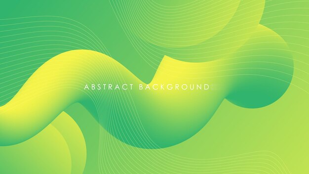 Modern Abstract Background Wave Lines Fluid Liquid Motion and Green Yellow Gradient Color