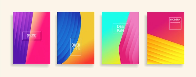 Modern background design with trendy and vivid vibrant color blue violet red orange green placard poster vector cover template