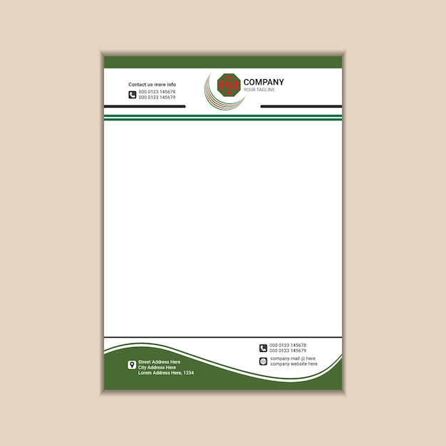 Modern Corporate Letterhead Design Simple and Clean A4 Size with Bleed Vector Graphics