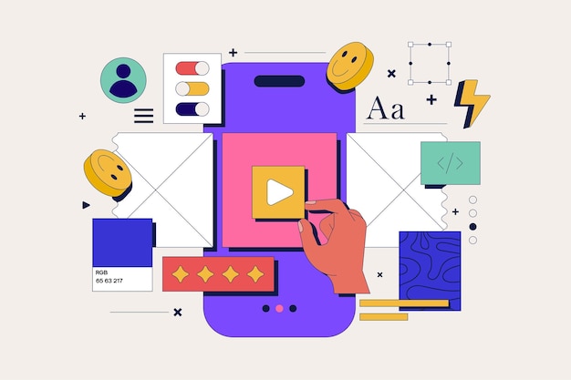 Modern flat line concept of App Development