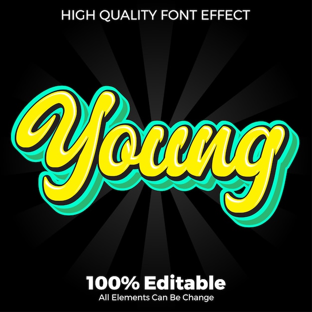 modern flat young text style editable font effect