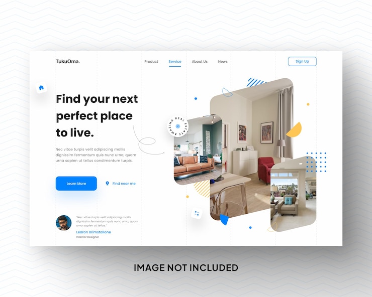 Vektor modern fun minimal blue real estate web landing page template