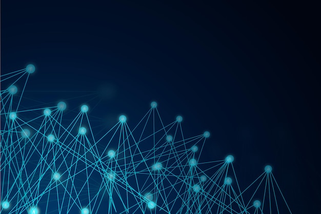 Modern gradient blue network science flowing futuristic technology concept Vector illustration