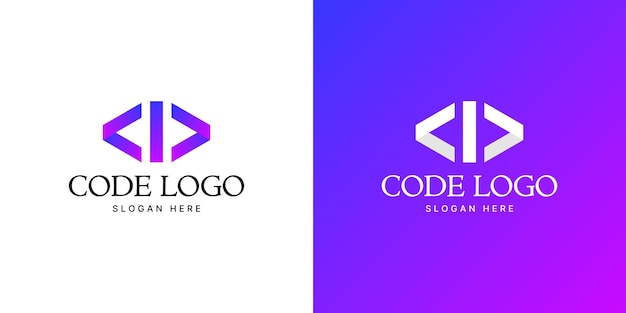 modern gradient code logo design