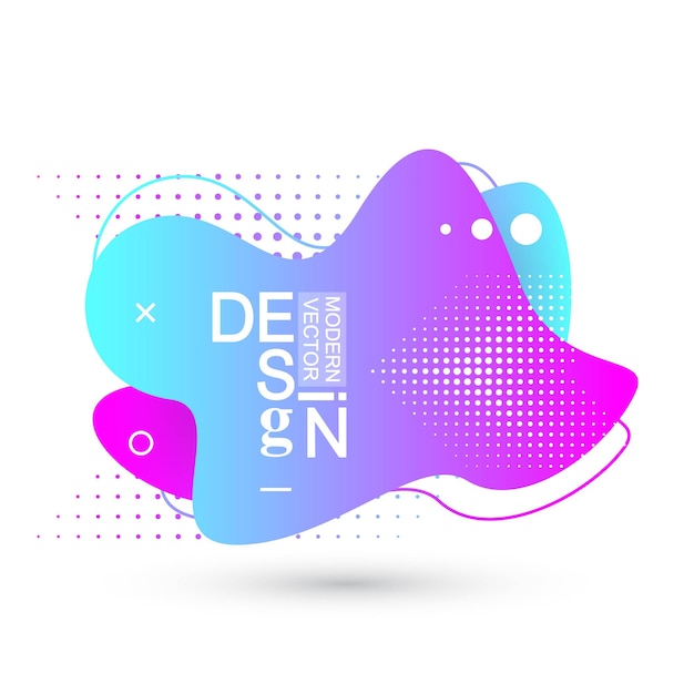 modern graphic design elements in shape of fluid blobs with geometric lines gradient blue and green
