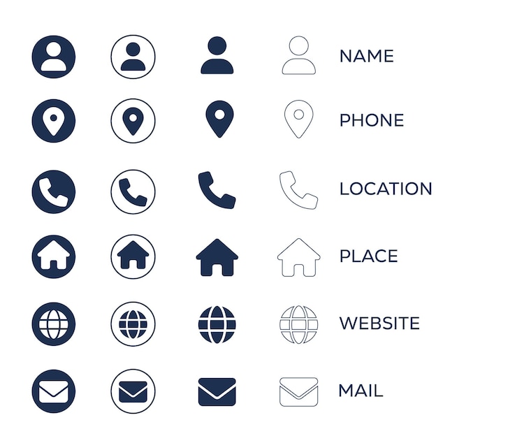 Vektor modern icons collection for business cards