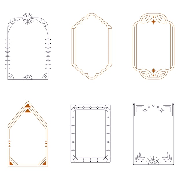 Modern Minimalist Aesthetic linear frames arcs stars and elements