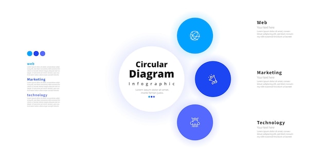 modern minimalist elegant clean circular steps editable infographic design template vector