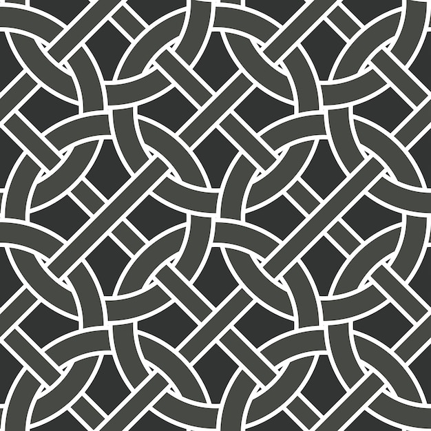 Modern Retro Abstract Complex Chain Style Circles Diagonal Stripes Geometric Interlock Pattern