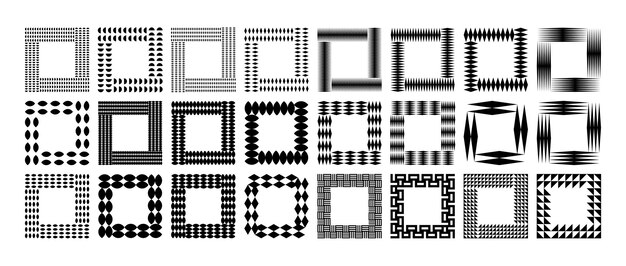 Modern sharp abstract shape square border design set