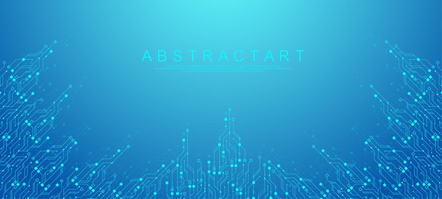 Modern technology circuit board texture background design waves flow quantum explosion technology qu